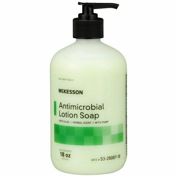 Mckesson Antimicrobial Lotion Soap, Herbal, 18oz, Pump Bottle, 0.95% Strength, 12PK 53-28087-18